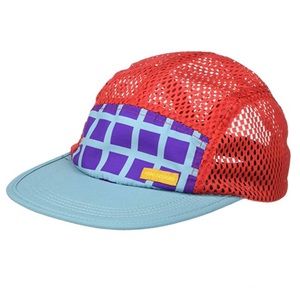 Red, Blue, Teal Checkered 5 Panel Cap